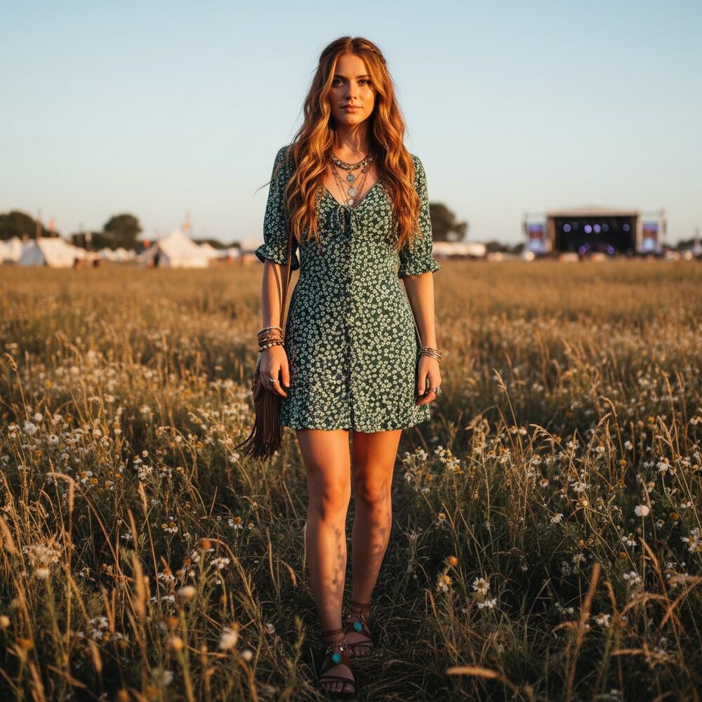 Abercrombie & Fitch Green Floral Button‑Front Dress